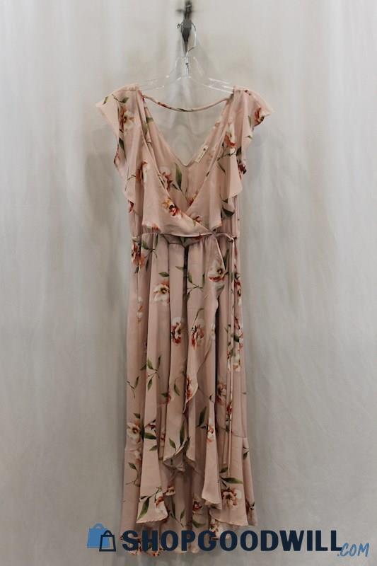 Soprano Women's Blush Pink Floral Print Crossover Sundress SZ S