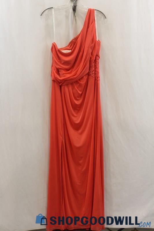 David's Bridal Women's Coral One Shoulder Dress SZ 18