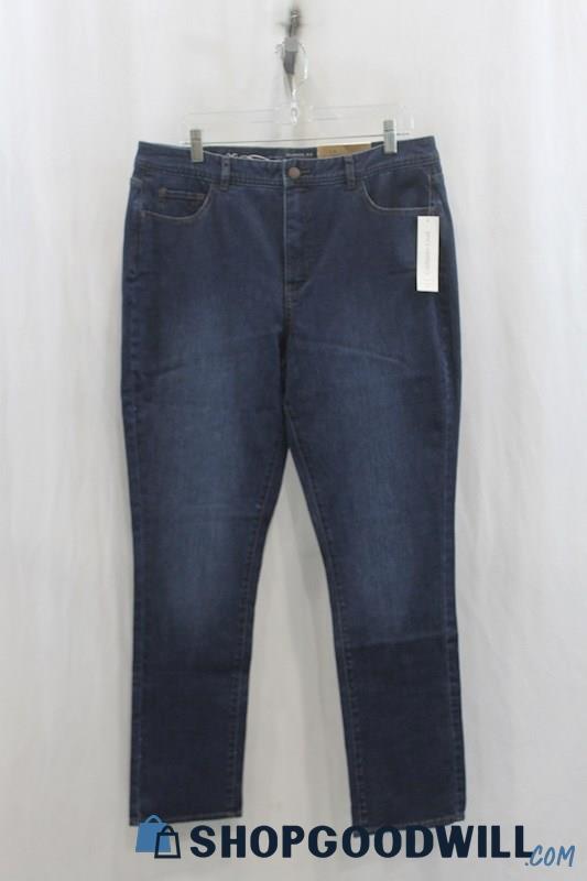 NWT Coldwater Creek Womens Dark Blue Slim Straight Leg Jeans Sz 14