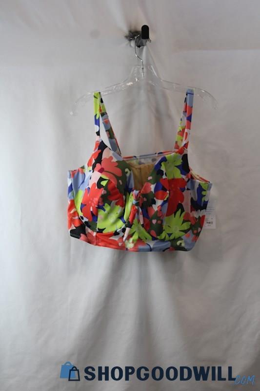 NWT Cacique Women's Multicolor Floral Underwire Balconette Bikini Top sz 44G