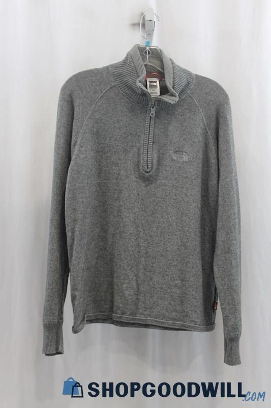 The North Face Mens Heather Charcoal 1/4 Zip Knit Sweater Sz M