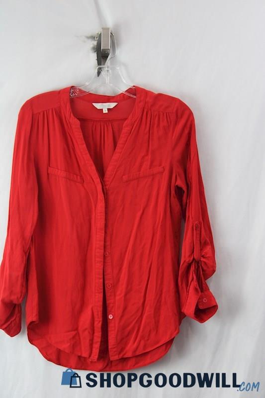 Peacocks Women's Red Button-Up Shirt Sz 8