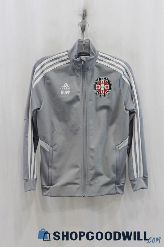 NWT Adidas Womens Gray/White Stripe Track Jacket Sz M