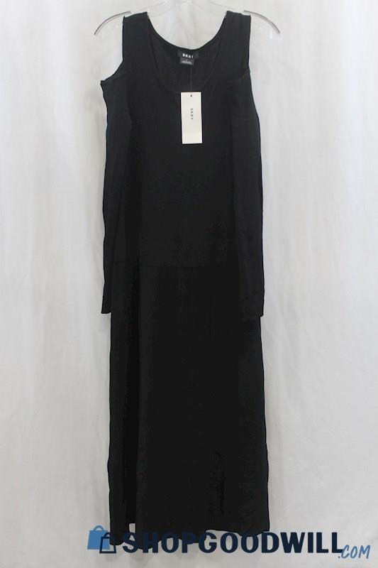 NWT DKNY Women's Black Cold Shoulder Sweater Dress SZ L