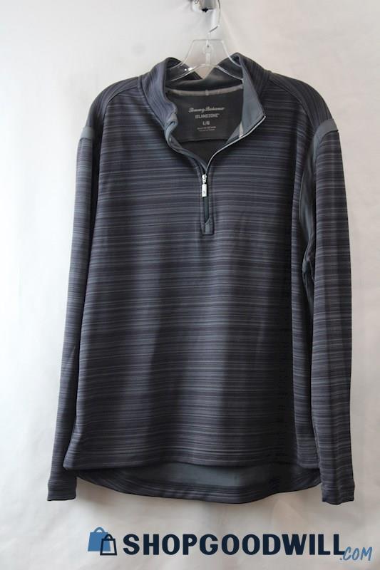 Tommy Bahama Men's Charcoal Gray Striped 1/4 Zip Active Henley Sweater sz L