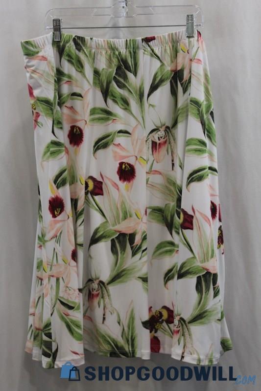 NWT Allison Daley Women's White Multicolor Floral Print Flowy Skirt SZ 22W