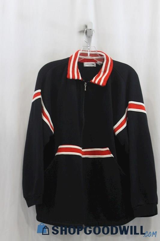 Lauren Brooke Womens Black/Red Stripe 1/4 Zip Sweater Sz M