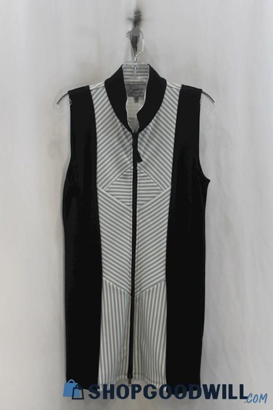 NWT Lynn-Ritchie Womens Black/White Pattern Front Zip Dress Sz M