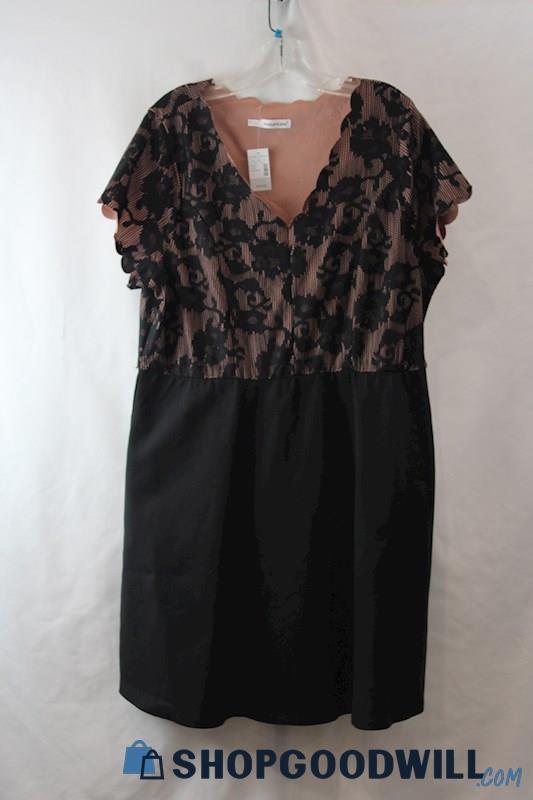 NWT Maurice's Women's Black/Beige Jacquard Lace Scallop Trim Dress sz 1