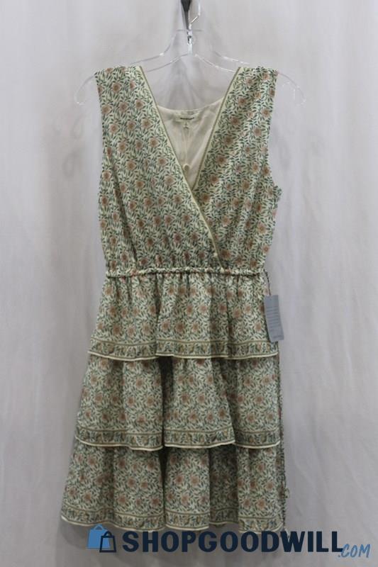 NWT Max Studio Women's Green/White Floral Print Ruffle Sundress SZ S