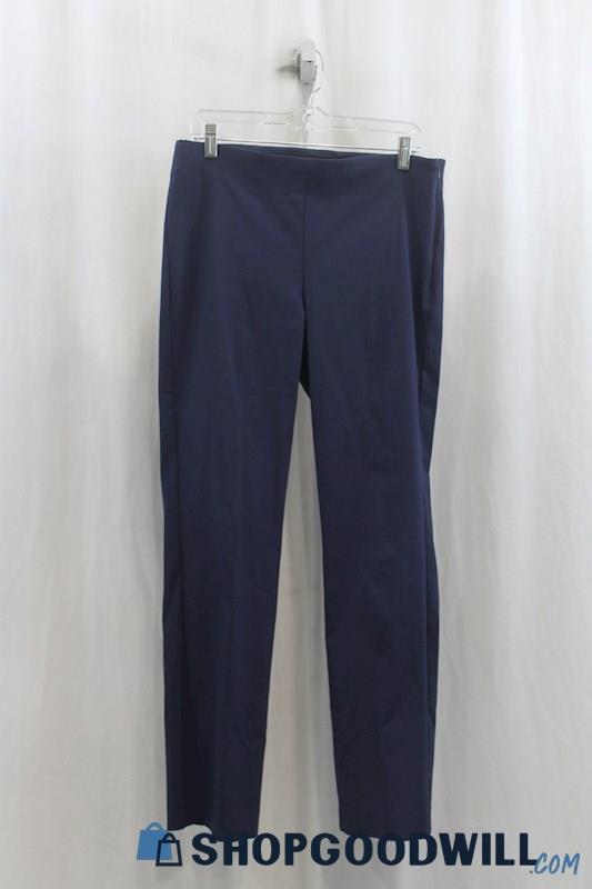 White House Black Market Womens Navy Side Zipper Dress Pants Sz 10