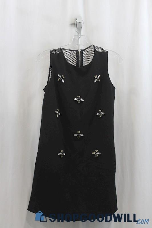 Nicole Miller Womens Black Bee Rhinestone A-Line Dress Sz 4