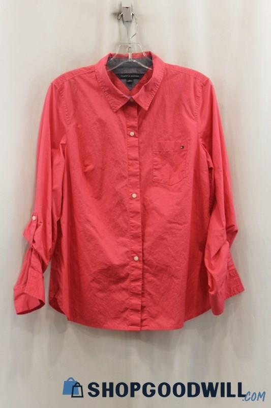 Tommy Hilfiger Women's Pink Button Up Shirt SZ M