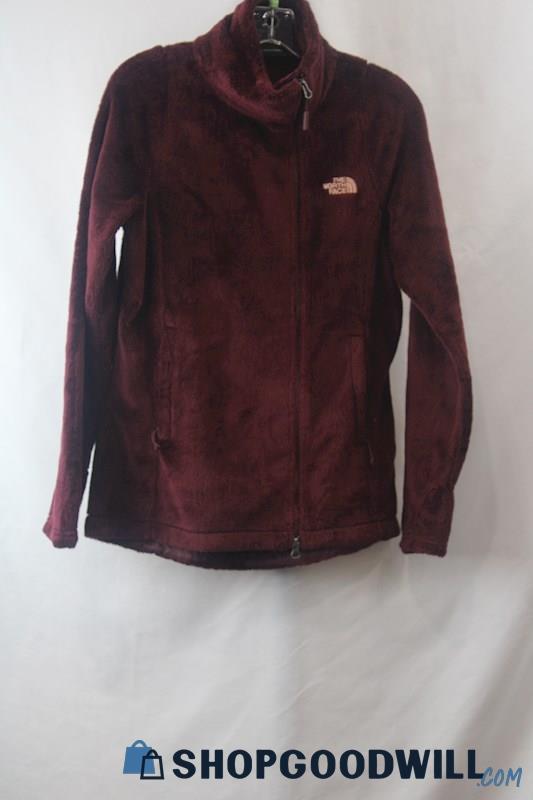 The North Face Women's Red Fluffy Full Zip Sweater Sz SP