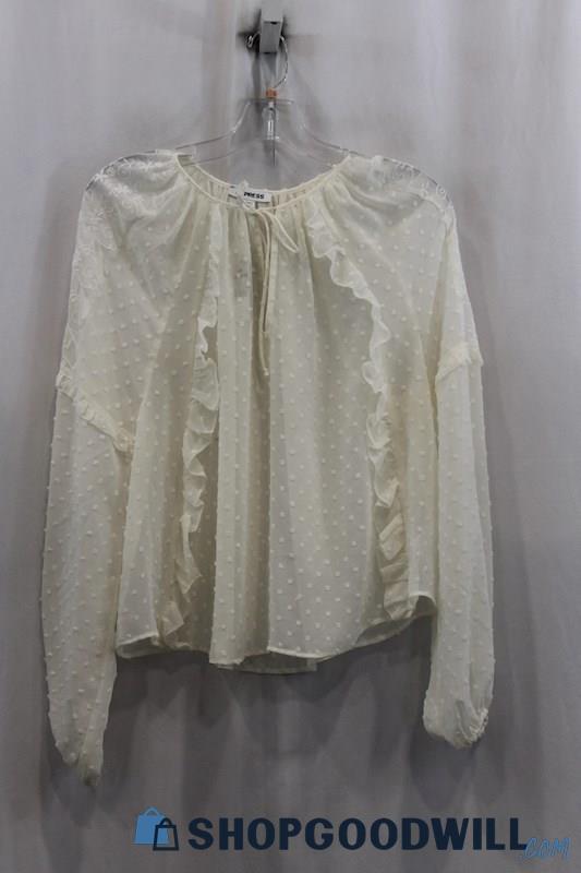 NWT Express Women's White Floral Print Sheer Blouse SZ XS