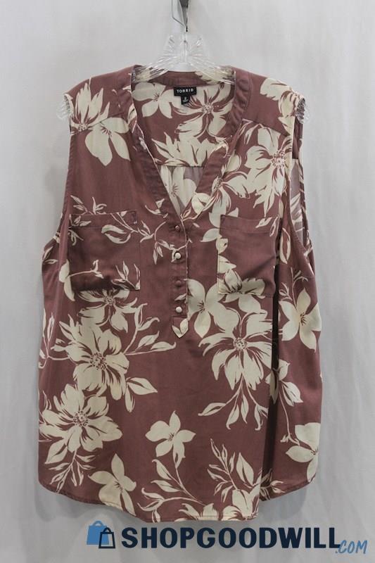 Torrid Womens Dusty Pink Floral Sleeveless Blouse Sz 2X