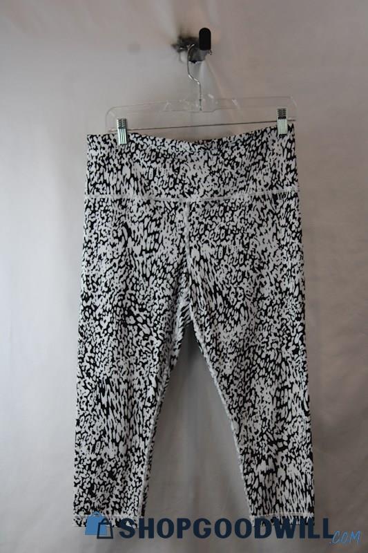 Athleta Women's Black/White Patterned Capri Legging SZ L