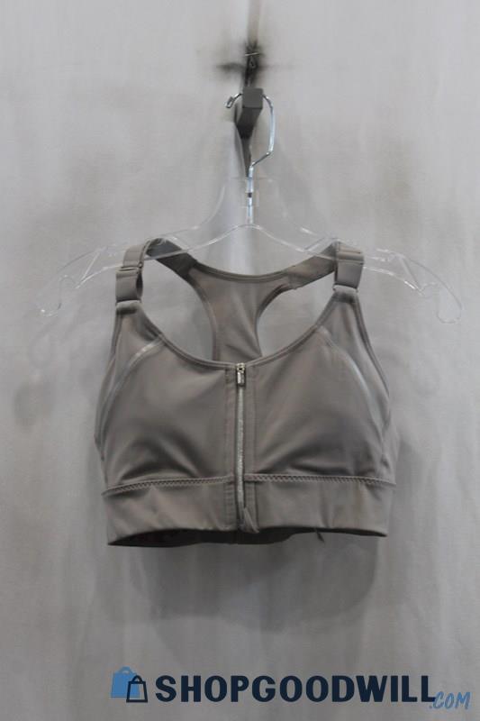 Athleta Womens Gray Front Zip Sports Bra Sz S