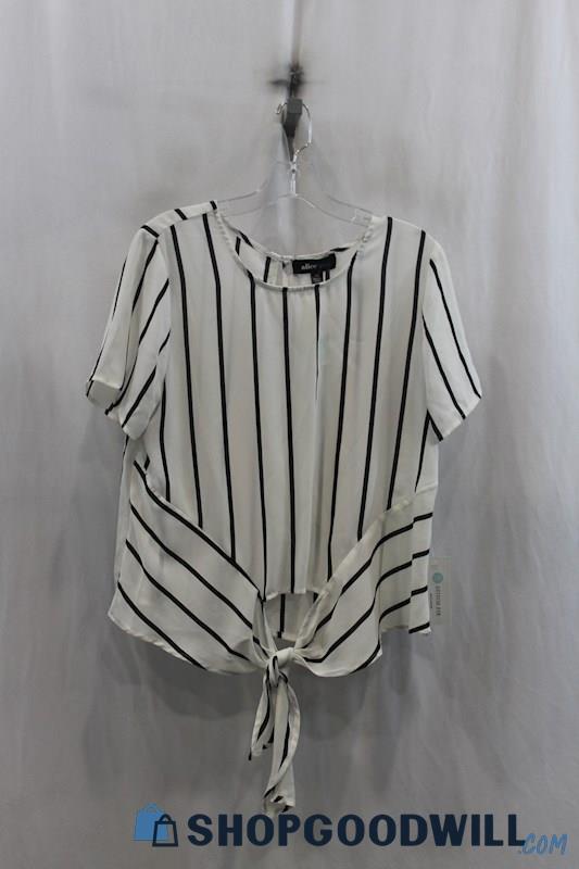 NWT Alice Blue Women's White/Black Stripes Blouse SZ M