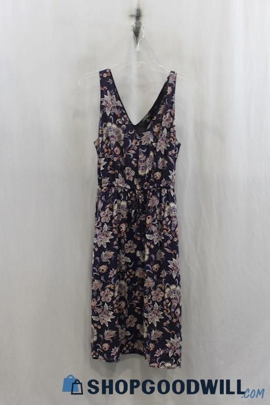 Lucky Brand Womens Dark Purple Floral Tank Dress Sz M