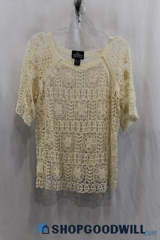 Angie Women's Beige Lace Shirt SZ OS