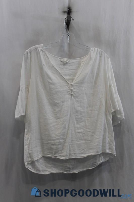 Lucky Brand Womens White Bell Sleeve Blouse Sz M