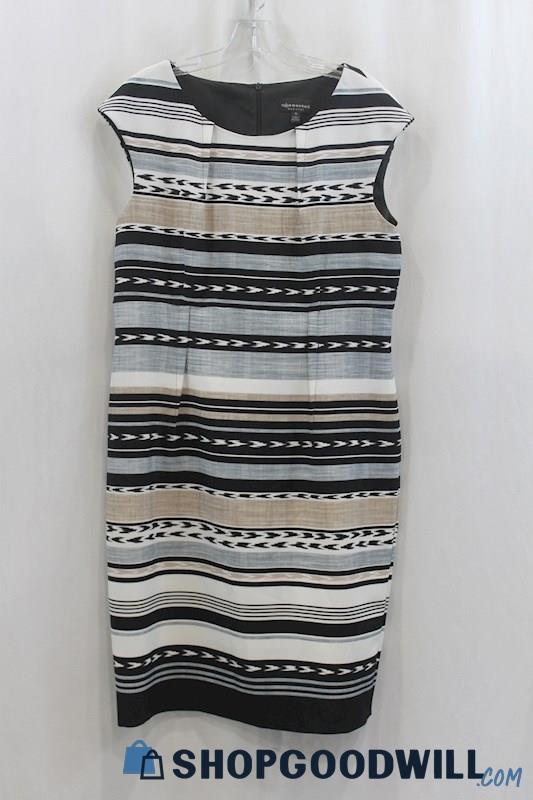 Connected Apparel Women's Black/Tan Pattern Tank Dress SZ 10