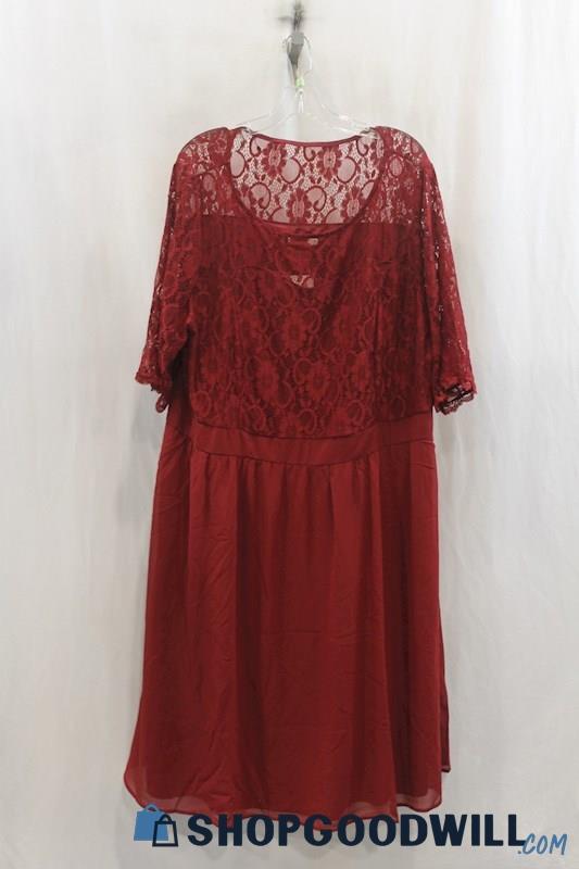 NWT Pinup Fashion Womens Red Lace Swing Dress Sz 26W