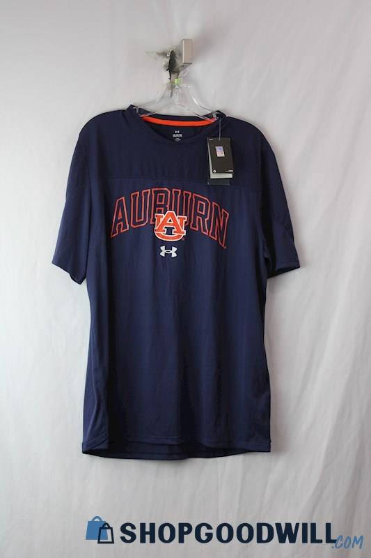 NWT Under Armour Men's Blue/Orange University of Auburn Shirt Sz L