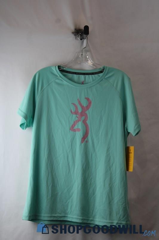 NWT Browning Women's Mint Green/Pink Logo Active T-Shirt SZ XL