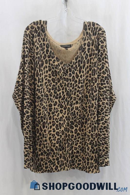 Lane Bryant Womens Brown/Black Animal Print Cardigan Sz 26/28