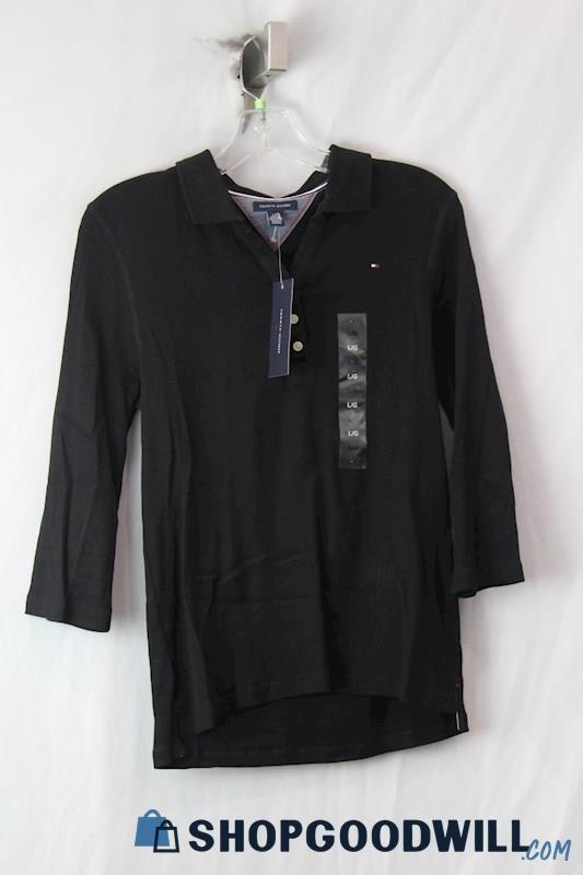 NWT Tommy Hilfiger Women's Black Long Sleeve Shirt Sz L