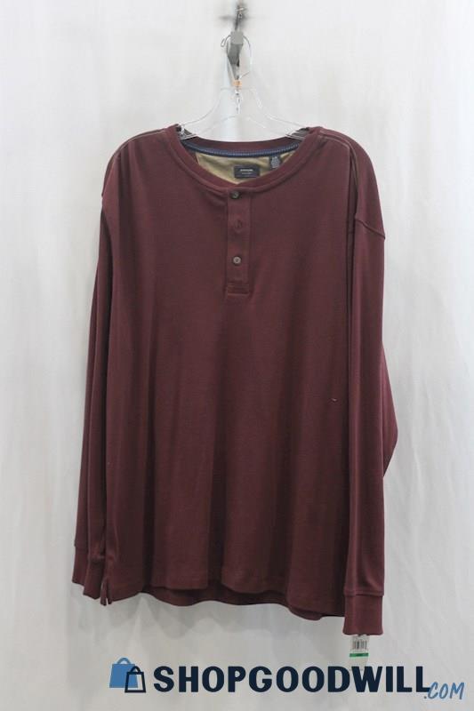 Arrow Mens Burgundy Henley Sweatshirt Sz L