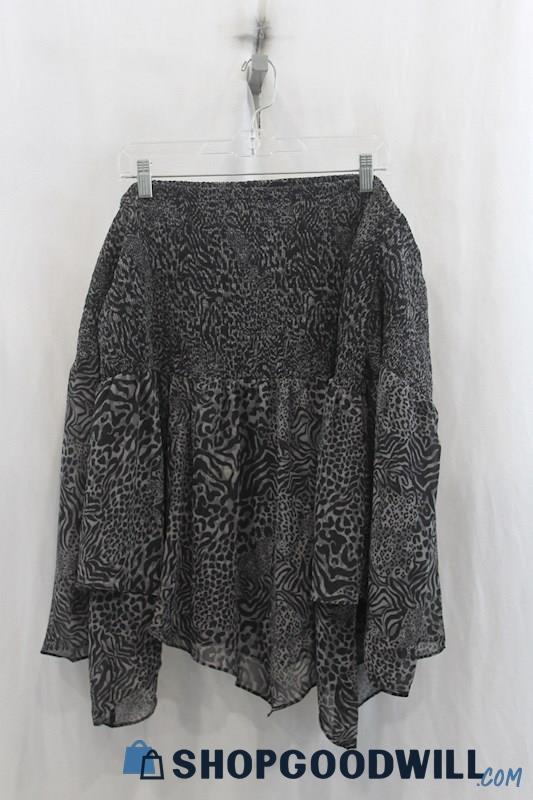 Torrid Womens Black/Gray Animal Print OTS Blouse Sz 4X