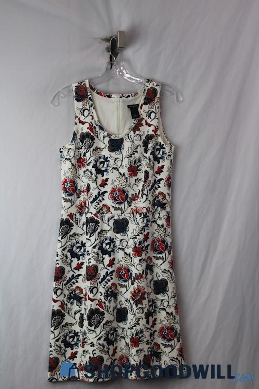 Ann Taylor Women's White/Blue Floral Print Dress SZ 0