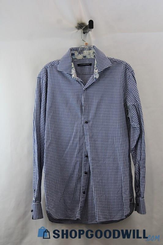 Hammermade Men's Blue/White Checkered Button Up Dress Shirt SZ 15.5