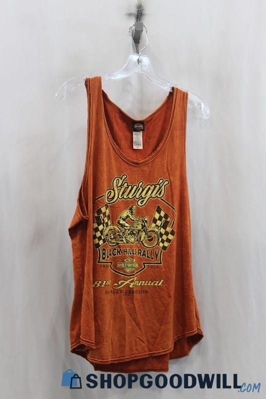 Harley-Davidson South Dakota Womens Heather Orange Sturgis Graphic Tank Sz 2X