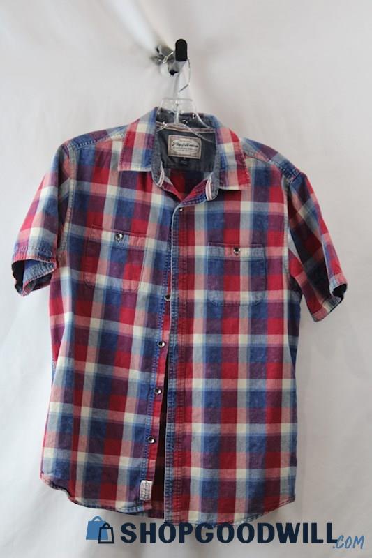 Flag & Anthem Men's Red, White, Blue Flannel Button Up Shirt SZ S