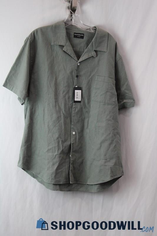 NWT Goodlife Men's Green Button Up Short Sleeves SZ XXL