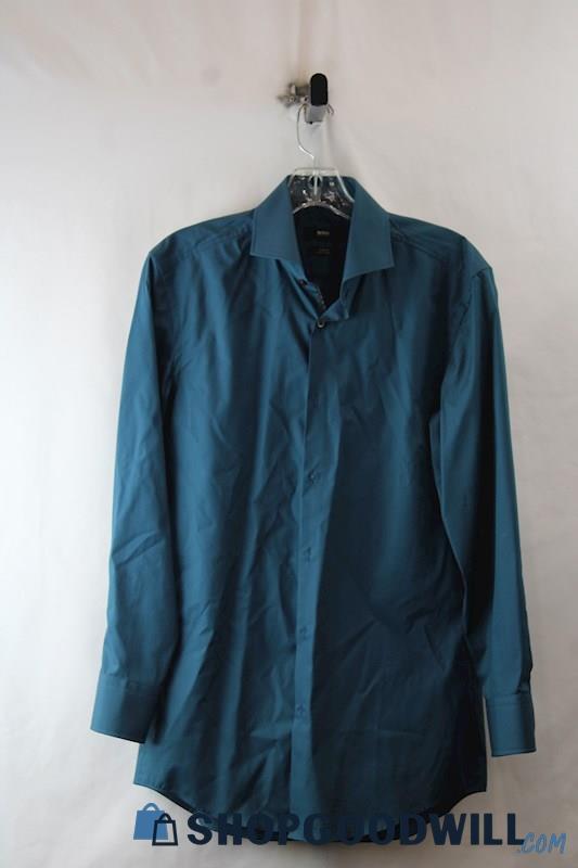 Hugo Boss Men's Teal Blue Button Up LS Shirt SZ 35/15