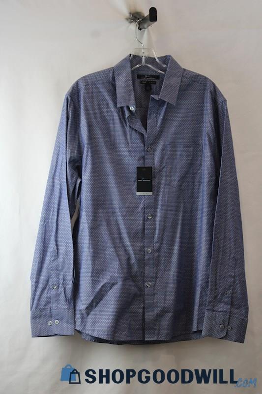 NWT Marc Anthony Men's Blue/White Micro polka dot Slim Fit Button Up Shirt SZ L