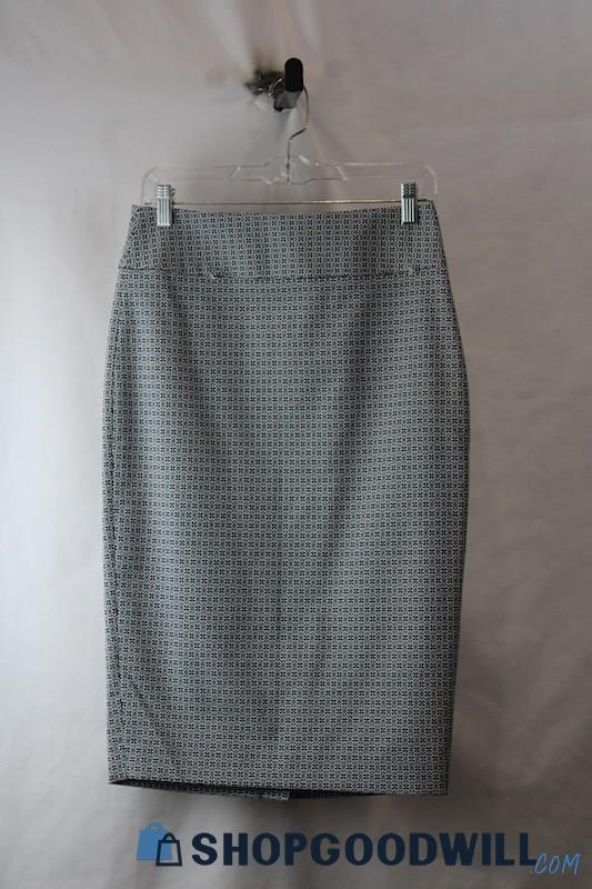 NWT LTD Women's Navy/White Geo Pattern Pencil Skirt sz 6T