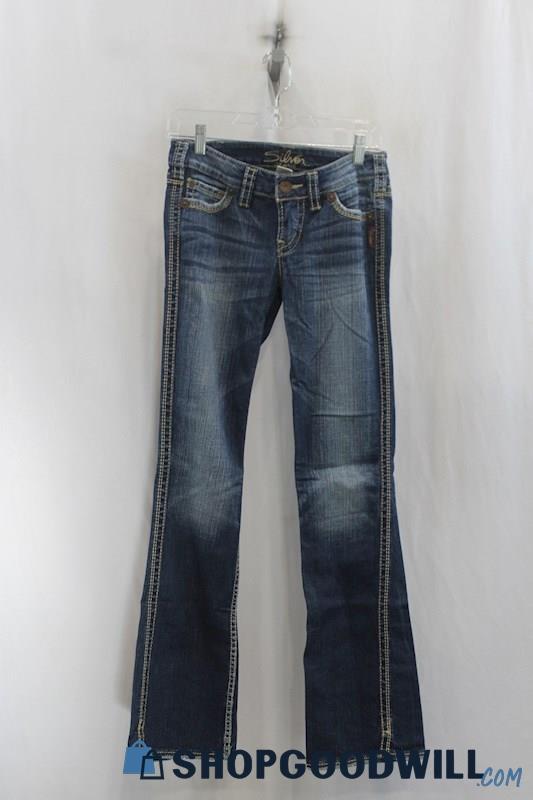 Silver Jeans Womens Dark Blue Washed Bootcut Jeans Sz 25