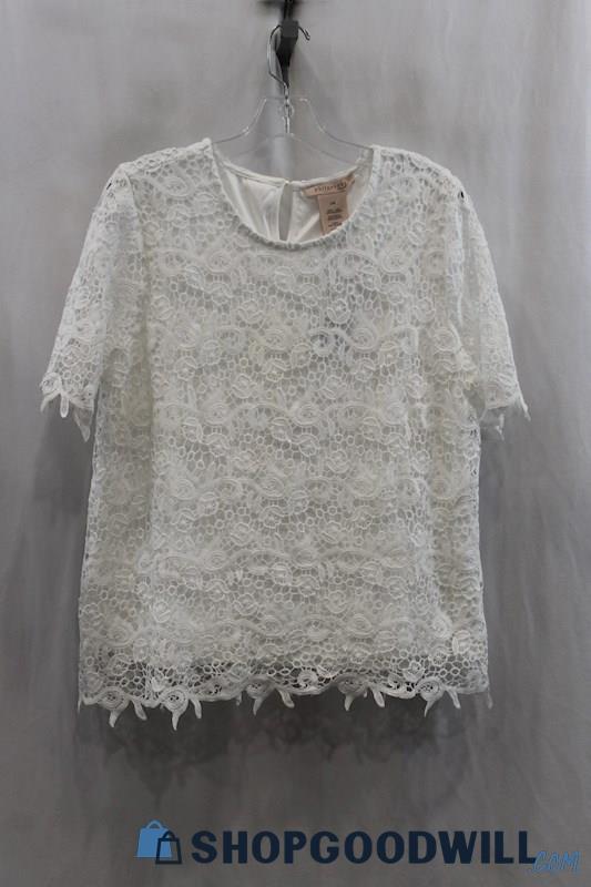 NWT Philosophy Women's White Lace Pullover Shirt SZ L