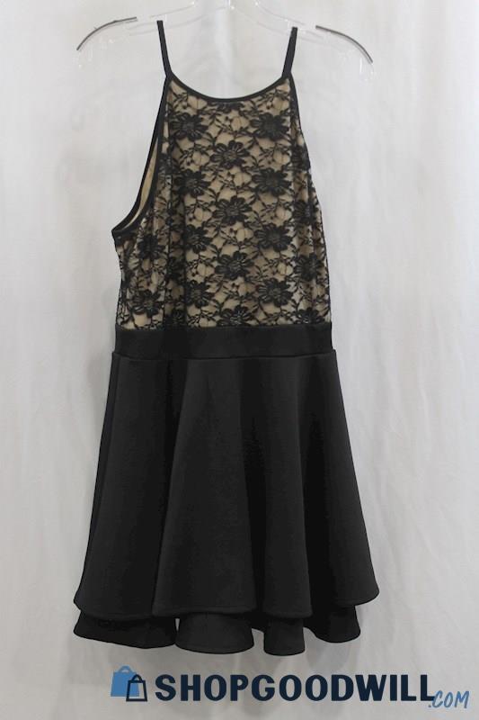 Emerald Sundae Womens Black/Nude Lace Swing Dress Sz 13