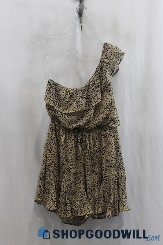 NWT Trixxi Women's Brown Leopard Print One Shoulder Romper SZ M