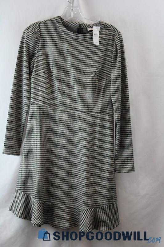 NWT Loft Women's Black & White Bolt Print Long Sleeve Dress SZ 2