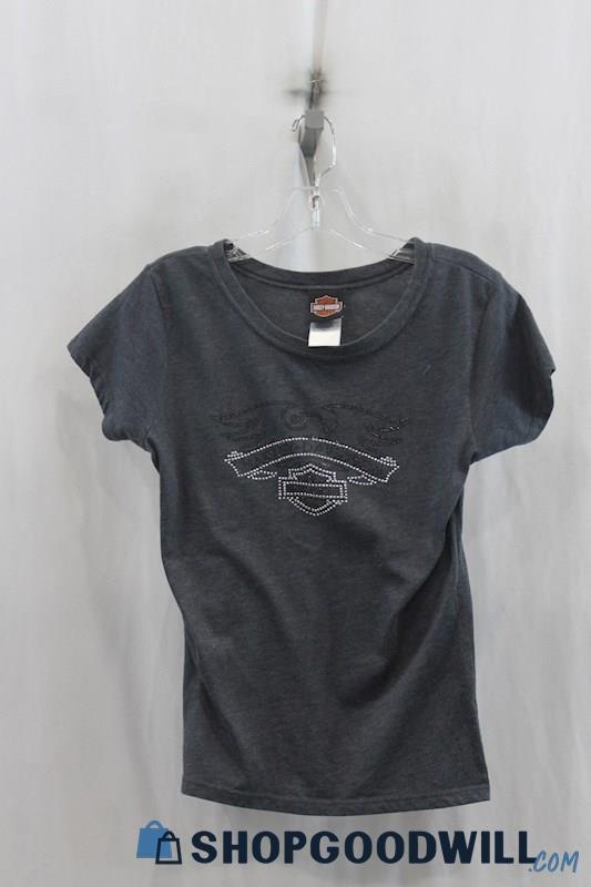 Harley-Davidson Fort Myers Womens Charcoal Embellished T-Shirt Sz L