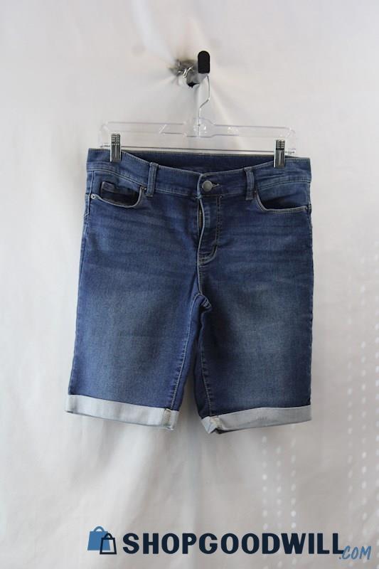 Juicy Couture Women's Blue Cuffed Bermuda Jean Shorts sz 8