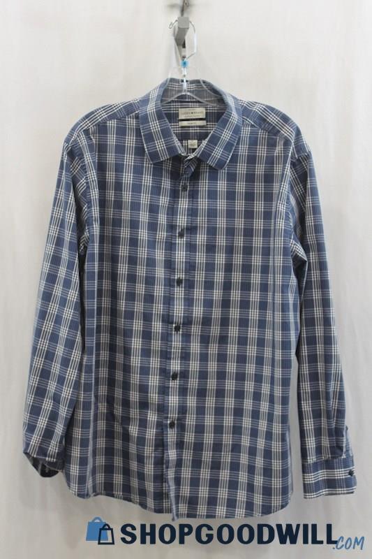 Lucky Brand Men's Blue/White Plaid Button Up Shirt SZ XL